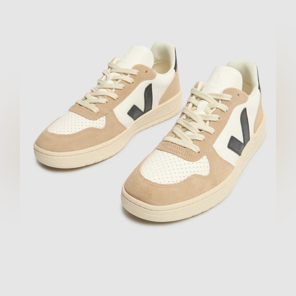 Veja V-10 Sneakers in Cream, Beige and Black